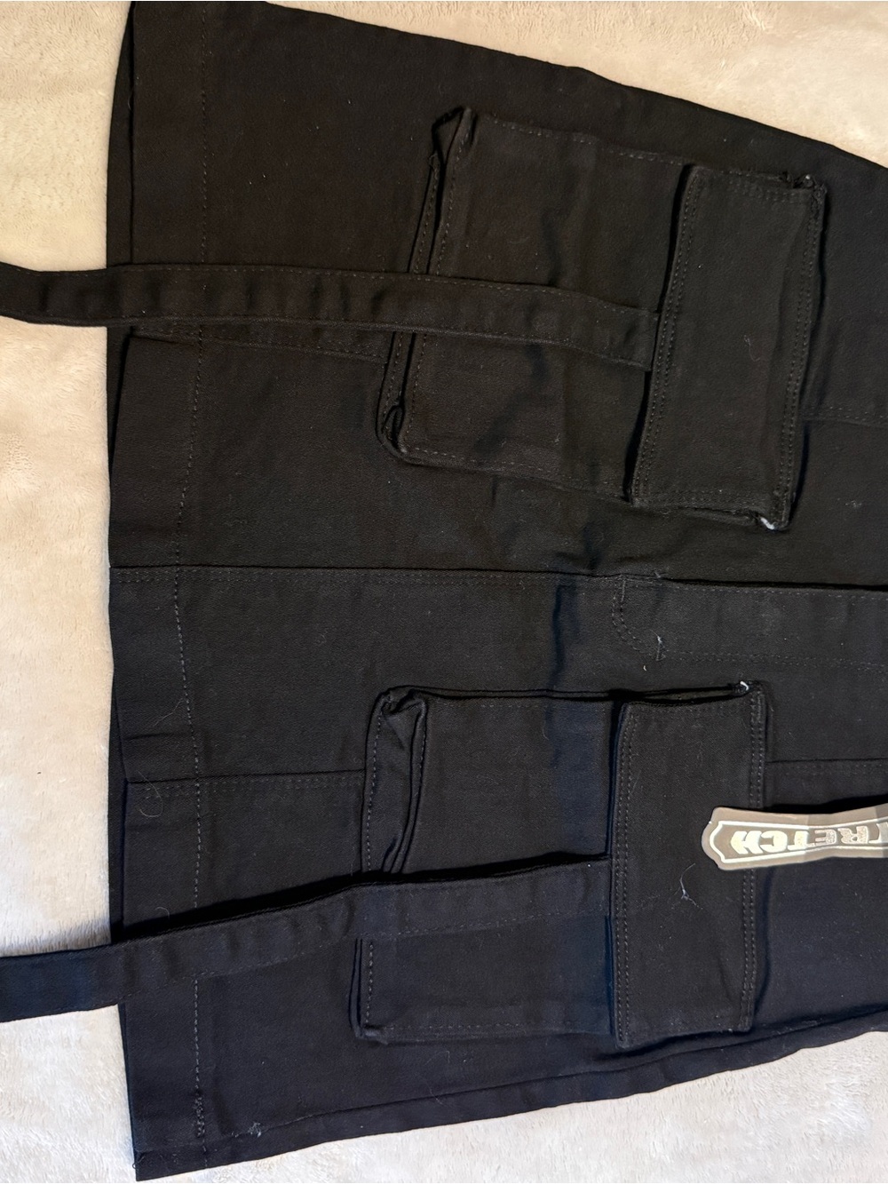Black Mini Skirt with Front Utility Pockets
